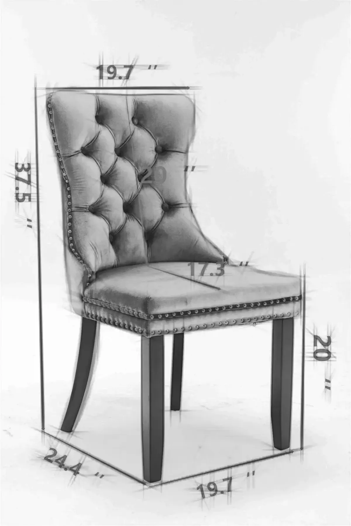 Nikki - Modern, High-End Tufted Solid Wood Contemporary Velvet Upholstered Dining Chair With Wood Legs Nailhead Trim (Set of 2)