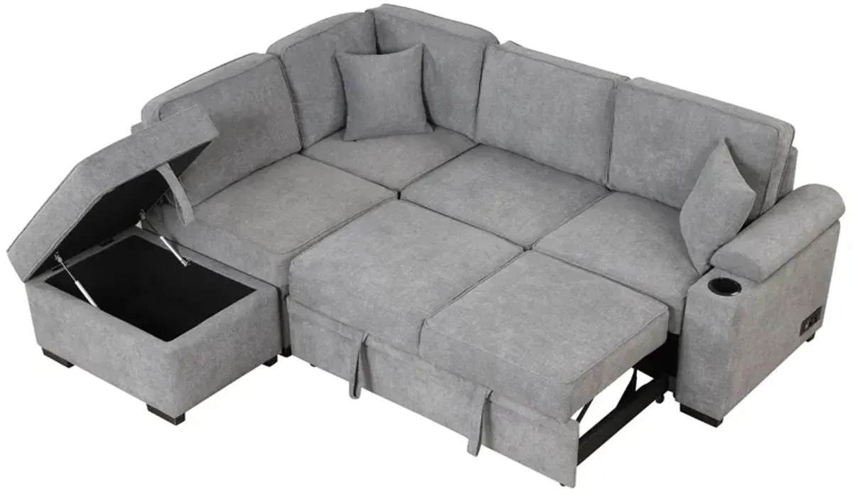 Sleeper Sofa Bed, 2 In 1 Pull Out Sofa Bed L Shape Couch With Storage Ottoman For Living Room, Bedroom Couch And Small Apartment