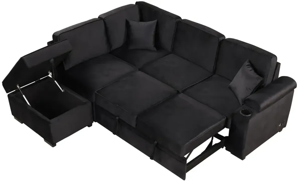 Sleeper Sofa Bed, 2 In 1 Pull Out Sofa Bed L Shape Couch With Storage Ottoman For Living Room, Bedroom Couch And Small Apartment