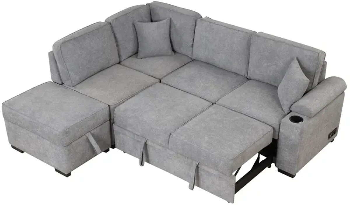 Sleeper Sofa Bed, 2 In 1 Pull Out Sofa Bed L Shape Couch With Storage Ottoman For Living Room, Bedroom Couch And Small Apartment