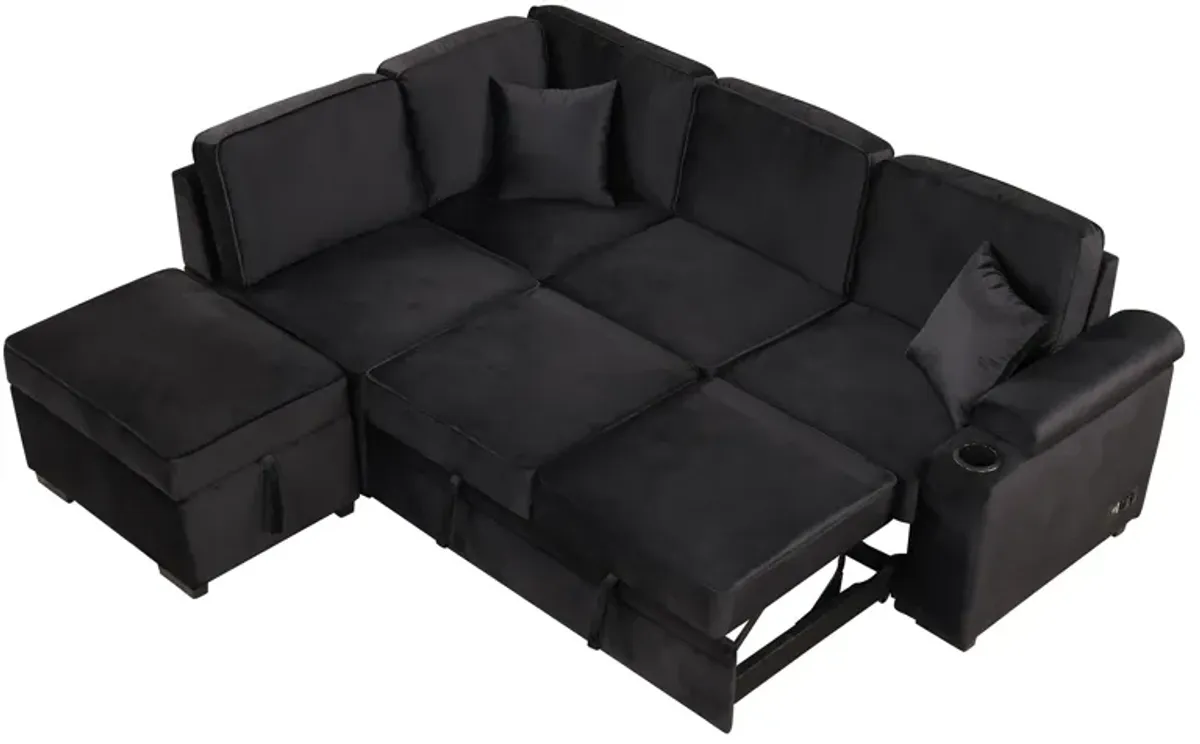 Sleeper Sofa Bed, 2 In 1 Pull Out Sofa Bed L Shape Couch With Storage Ottoman For Living Room, Bedroom Couch And Small Apartment