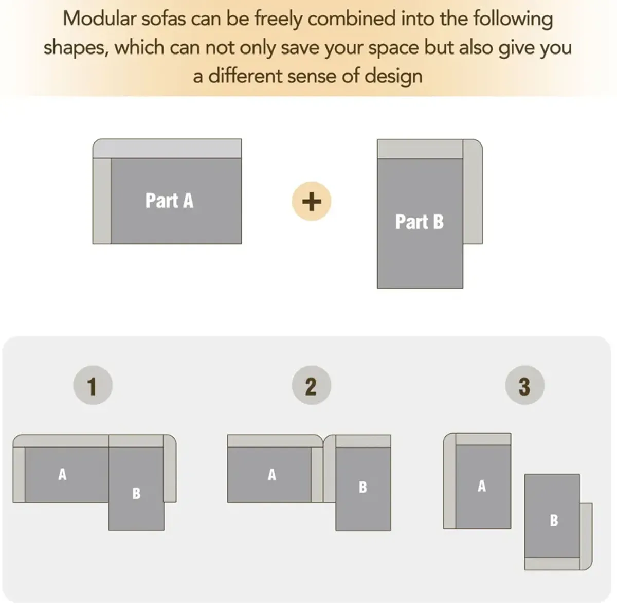 Modular Modular Combination Living Room Sofa Set, Modern Minimalist Sofa, Living Room Upholstered Sofa Bed, Bedroom, 2 Pieces Computer Free Combination, L-Shaped