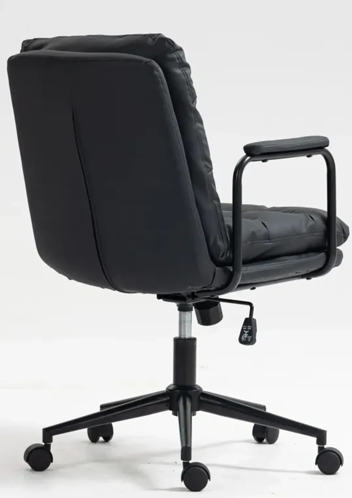 Office Chair, Mid Back Home Office Desk Task Chair With Wheels And Arms Ergonomic PU Leather Computer Rolling Swivel Chair With Padded Armrest