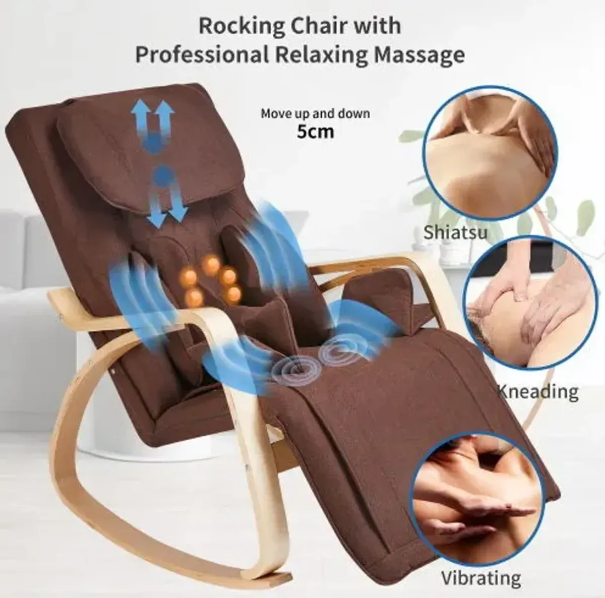 Full Massage Function Air Pressure Comfortable Relax Rocking Chair, Lounge Chair Relax Chair - Brown