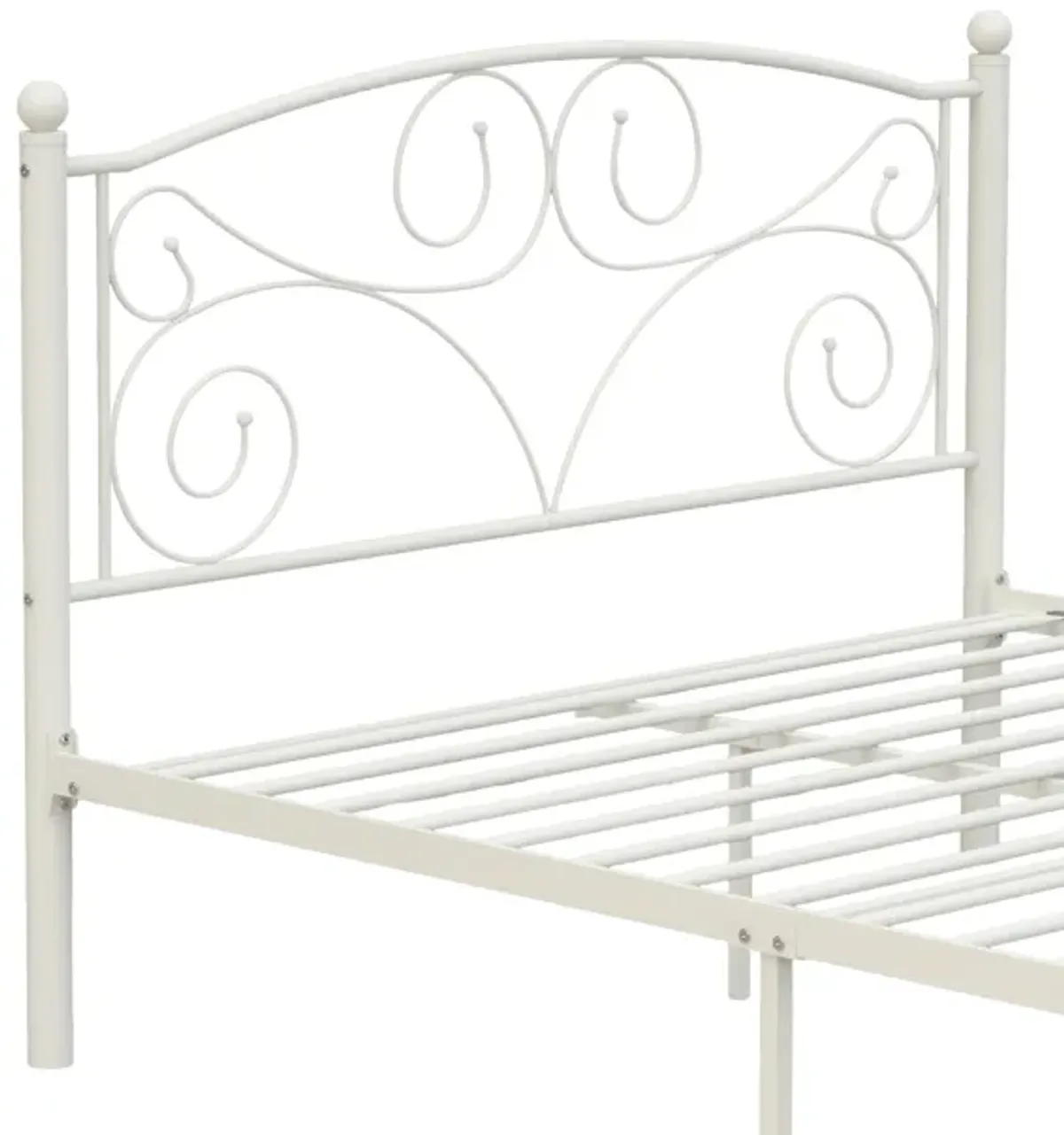 Full With Metal Frame Bed - White