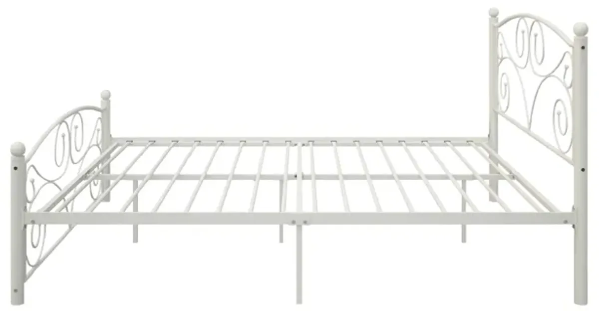 Full With Metal Frame Bed - White