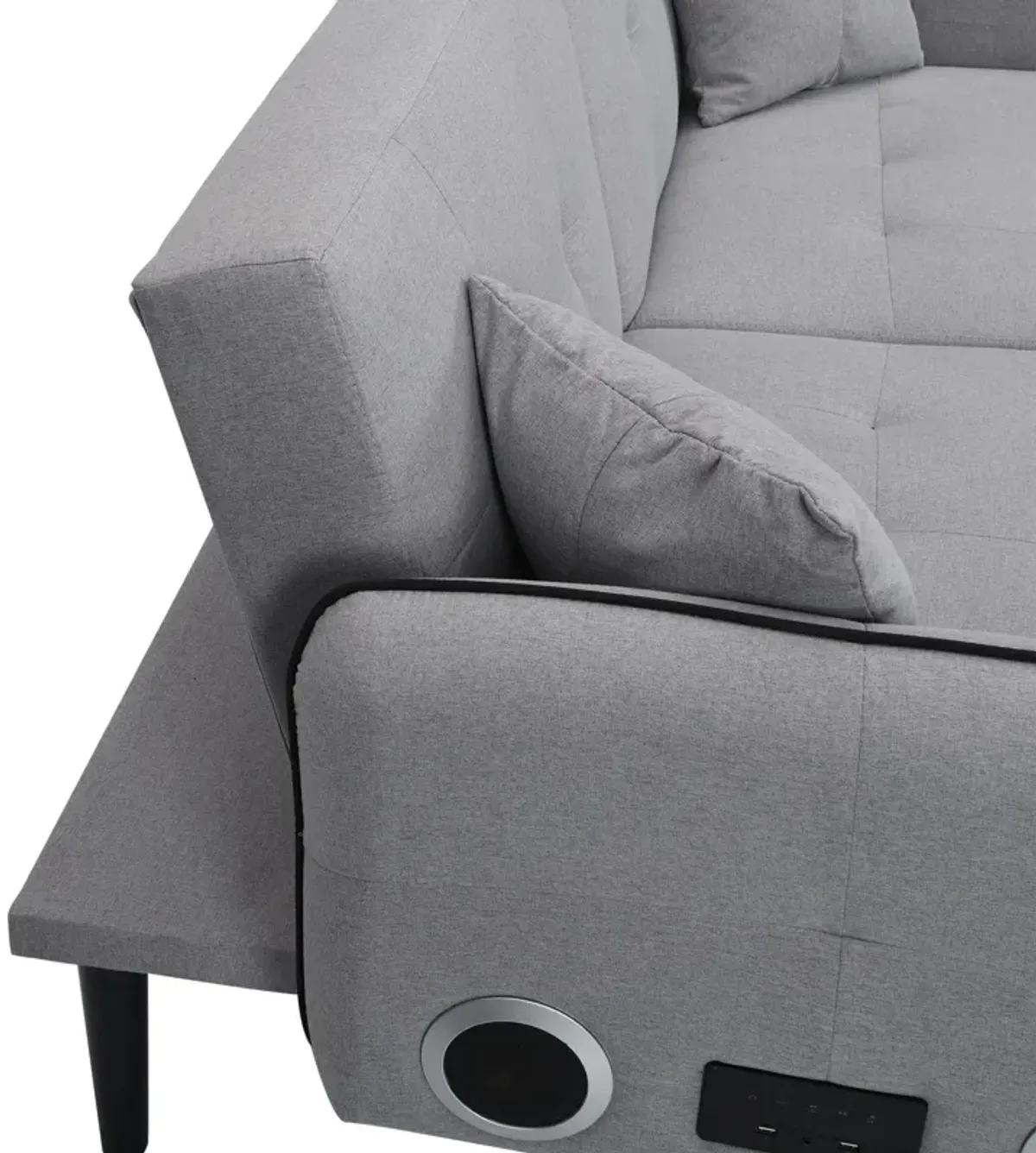 Folding Ottoman Sofa Bed With Stereo - Gray Fabric