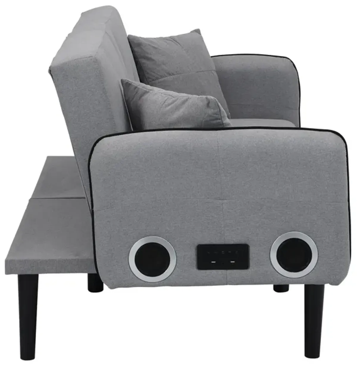 Folding Ottoman Sofa Bed With Stereo - Gray Fabric