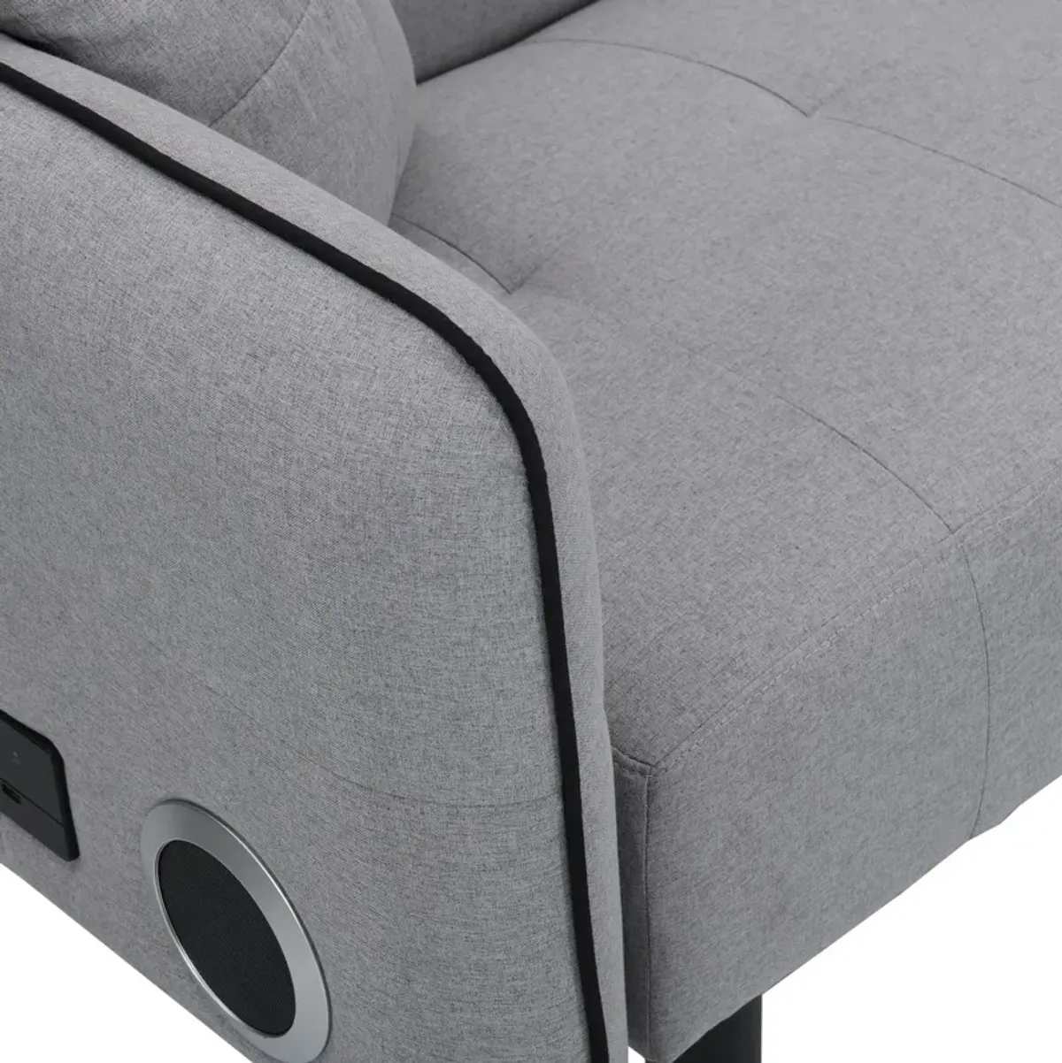 Folding Ottoman Sofa Bed With Stereo - Gray Fabric