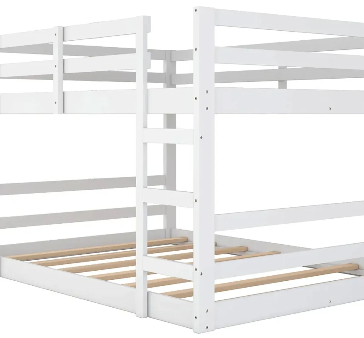 Full Over Full Bunk Bed With Ladder - White