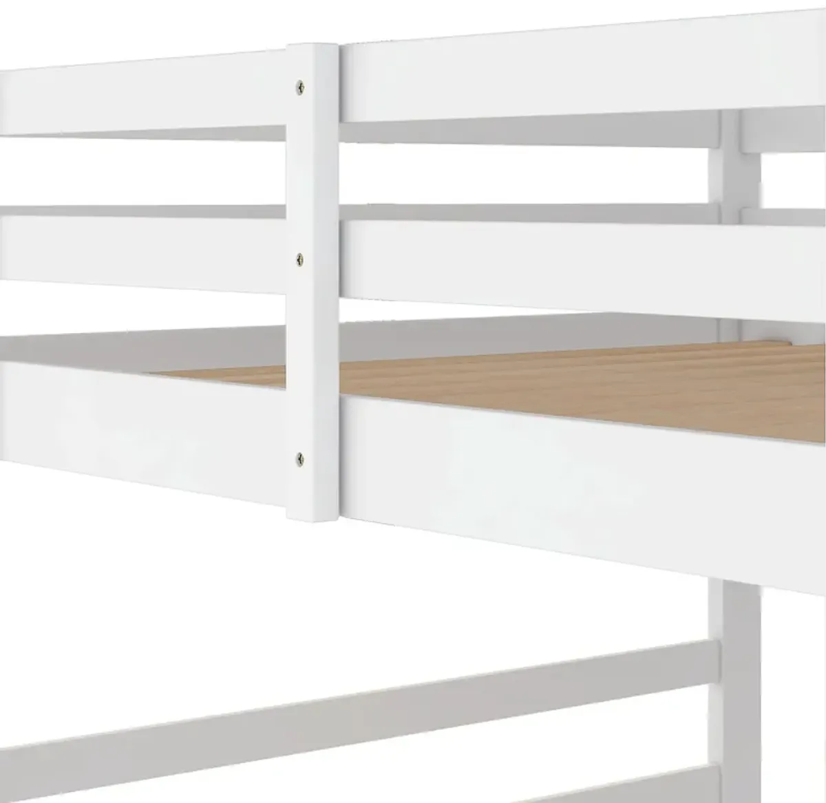 Full Over Full Bunk Bed With Ladder - White