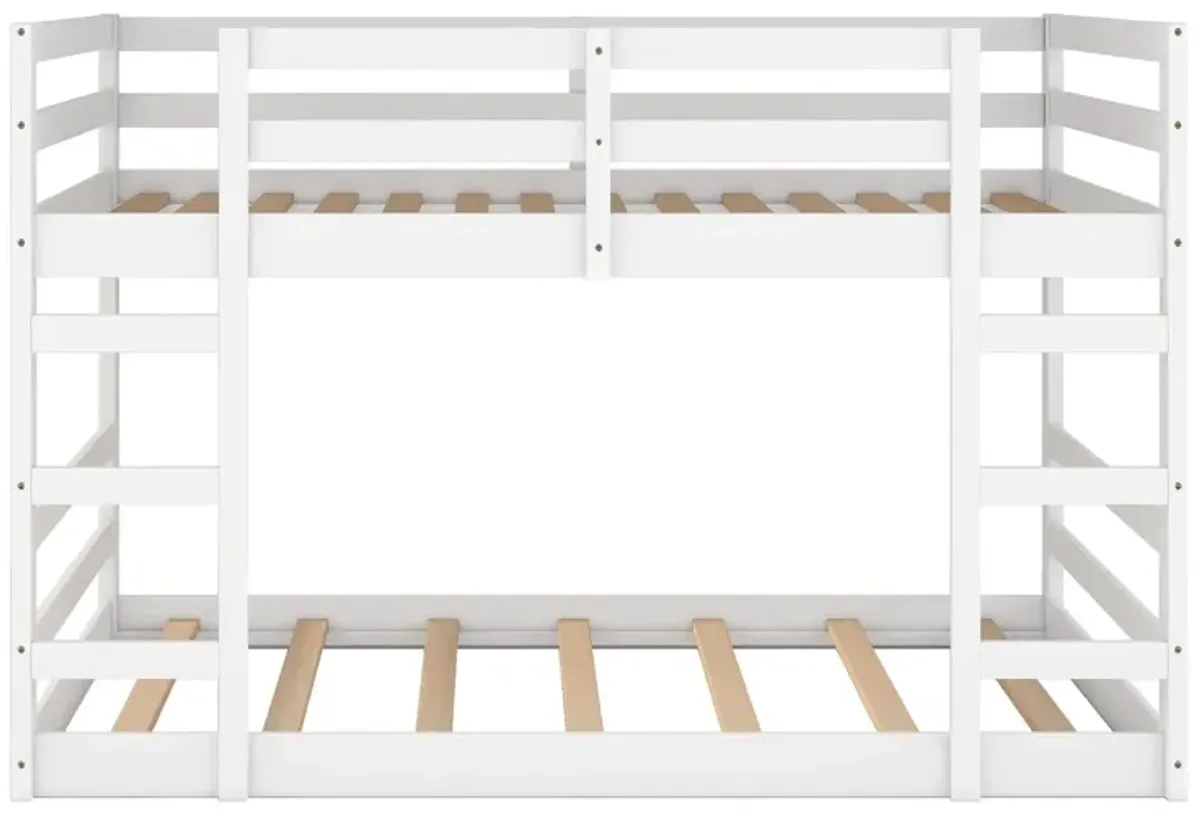 Full Over Full Bunk Bed With Ladder - White