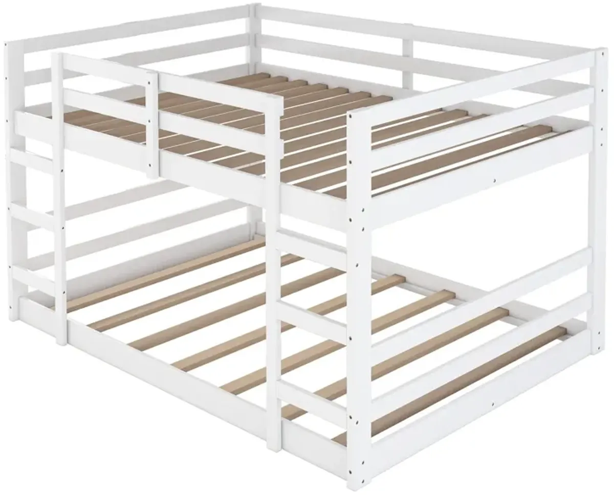 Full Over Full Bunk Bed With Ladder - White