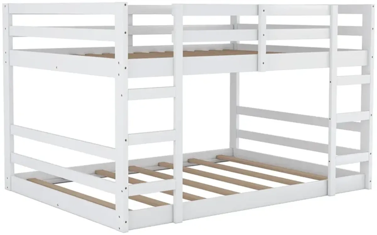 Full Over Full Bunk Bed With Ladder - White