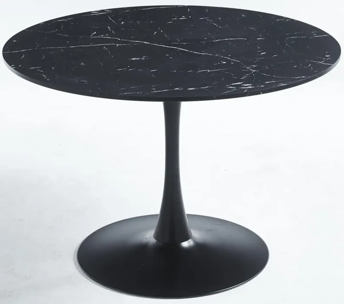 42.1" Tulip Table Mid-Century Dining Table For 4-6 People With Round MDF Table Top, Pedestal Dining Table, End Table Leisure Coffee Table - Black