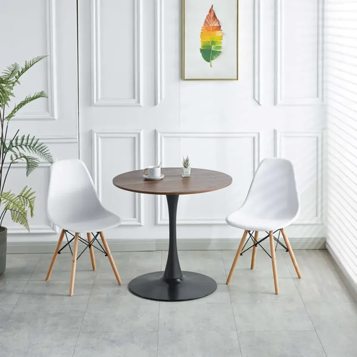 Tulip Table Mid-Century Dining Table With Round MDF Table Top, Pedestal Dining Table, End Table Leisure Coffee Table