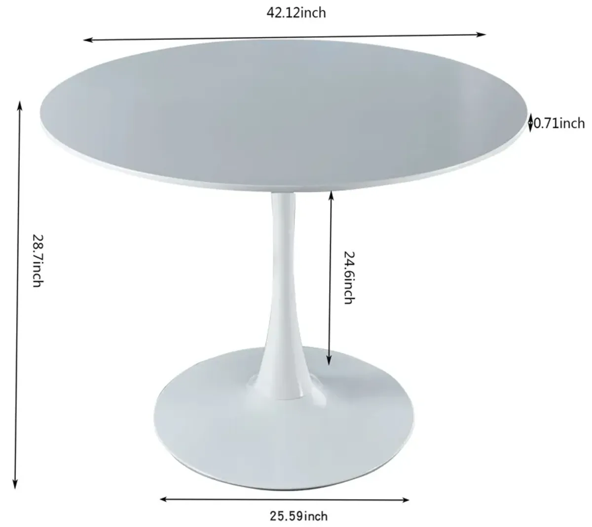 Tulip Table Mid-Century Dining Table With Round MDF Table Top, Pedestal Dining Table, End Table Leisure Coffee Table