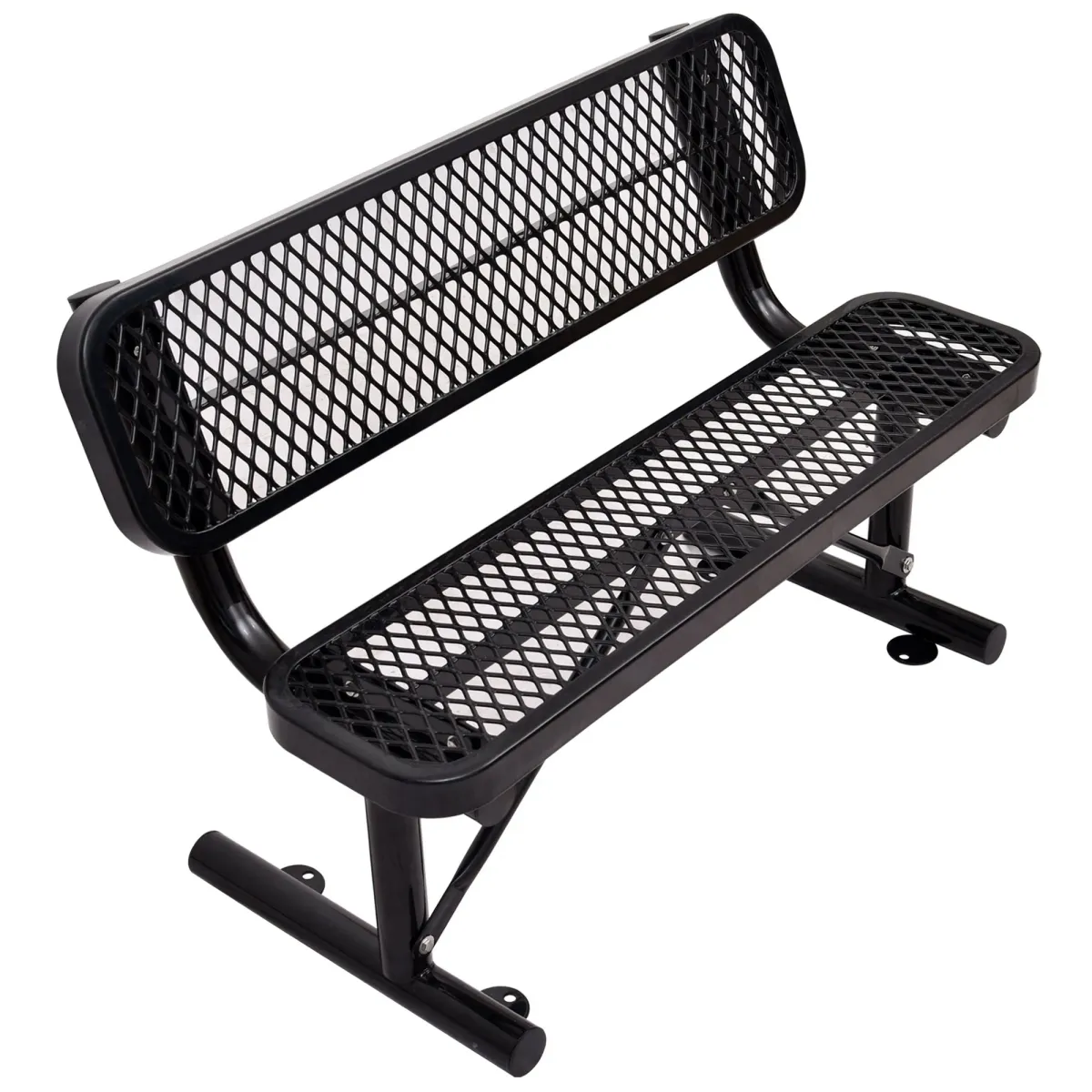 6' Outdoor Steel Bench With Backrest