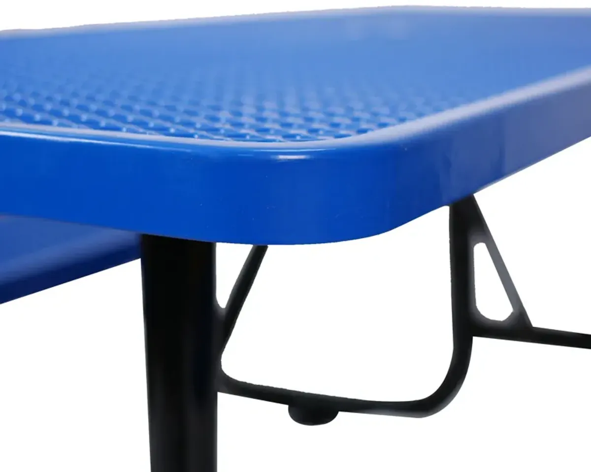 Rectangular Outdoor Steel Picnic Table With Umbrella Pole