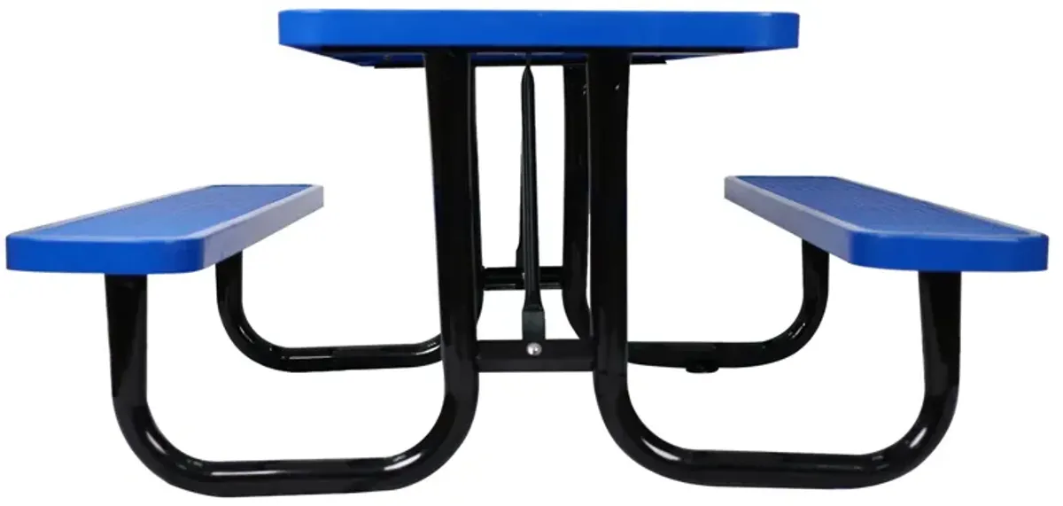 Rectangular Outdoor Steel Picnic Table With Umbrella Pole