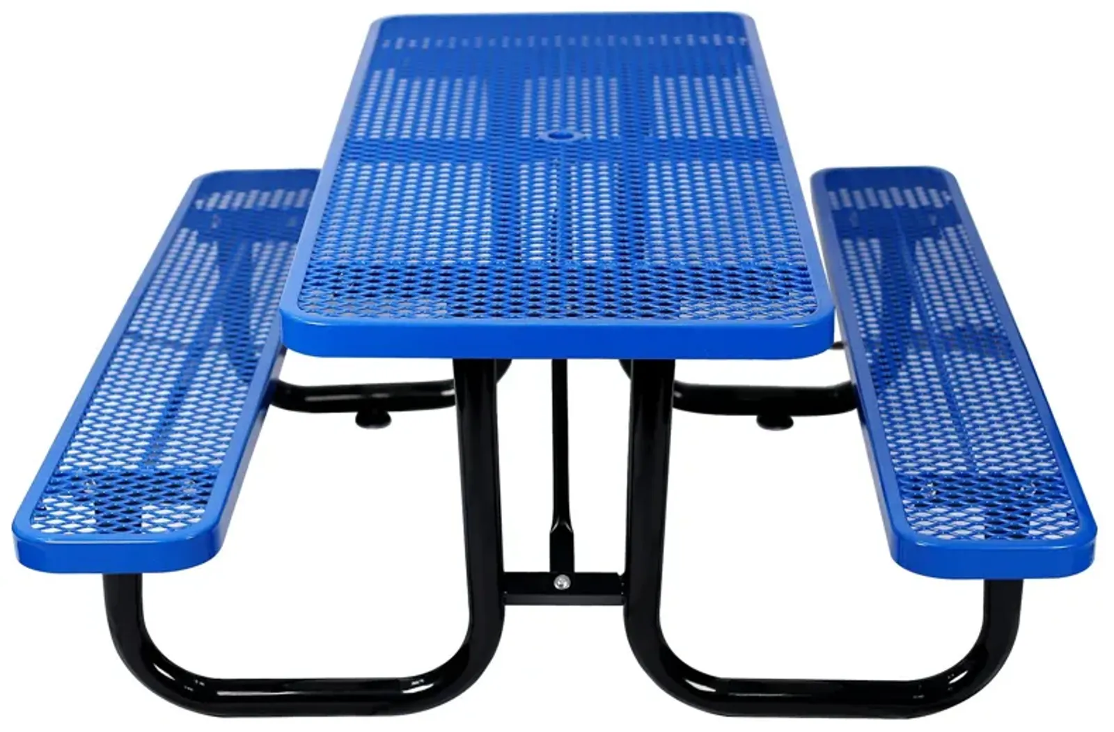 Rectangular Outdoor Steel Picnic Table With Umbrella Pole