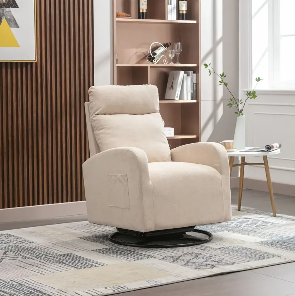 Jiada - Upholstered Swivel Glider Rocking Chair For Nursery Modern Style One Left Bag