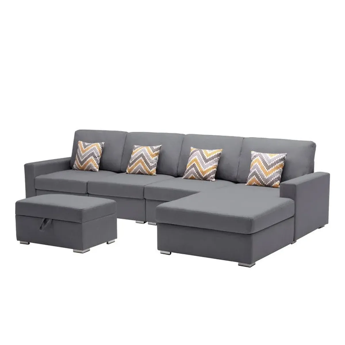 Nolan - Fabric 5 Piece Sectional Sofa With Interchangeable Legs