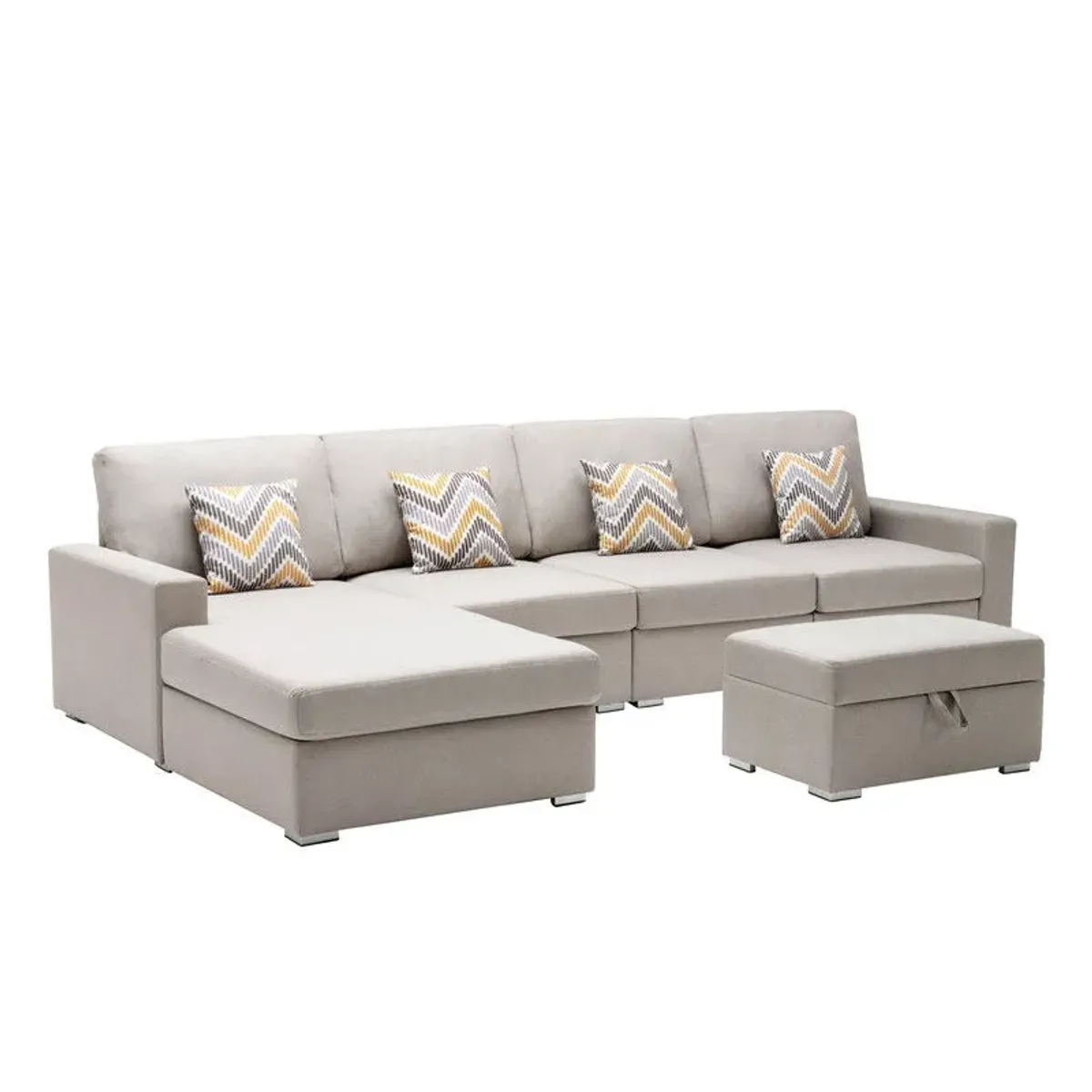 Nolan - Fabric 5 Piece Sectional Sofa With Interchangeable Legs