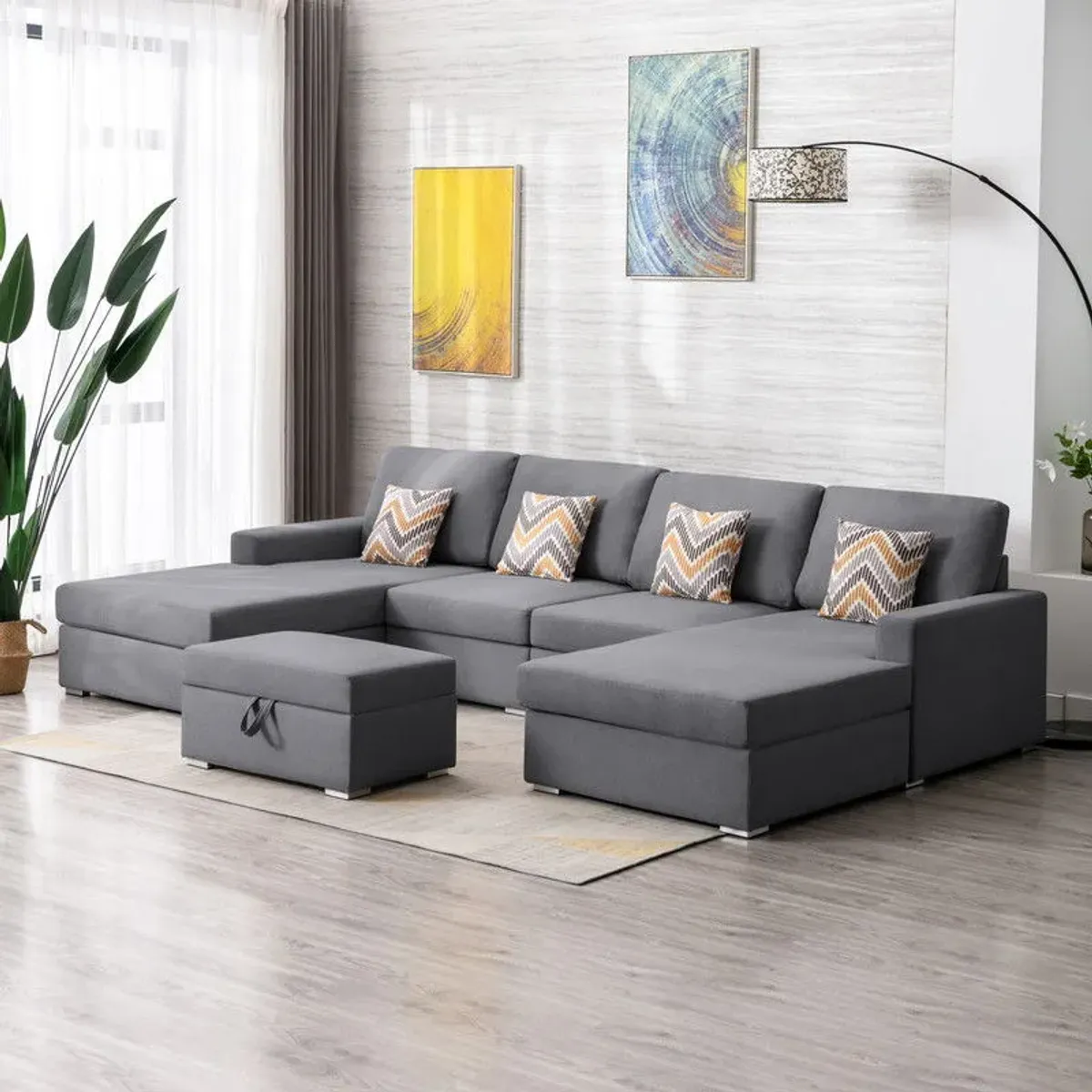 Nolan - Fabric 5 Piece Sectional Sofa With Interchangeable Legs