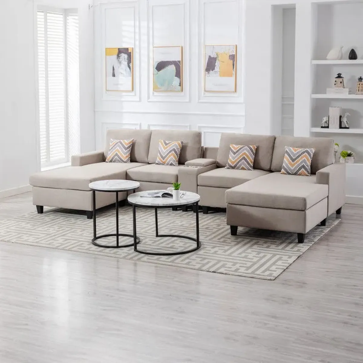 Nolan - Fabric 5 Piece Sectional Sofa With Interchangeable Legs