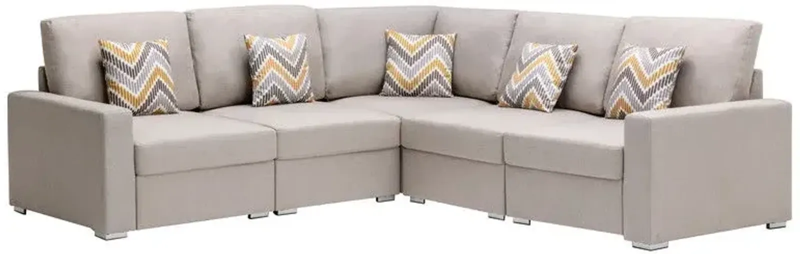 Nolan - Fabric 5 Piece Sectional Sofa With Interchangeable Legs