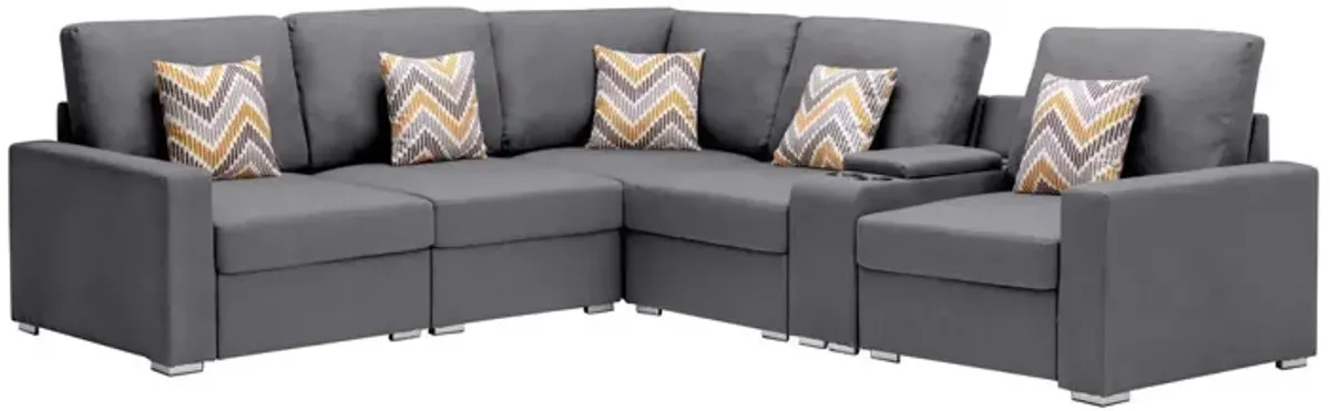 Nolan - Fabric 6 Piece Sectional Sofa With Pillows And Interchangeable Legs