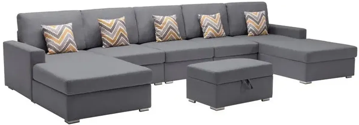 Nolan - Fabric 6 Piece Sectional Sofa With Pillows And Interchangeable Legs