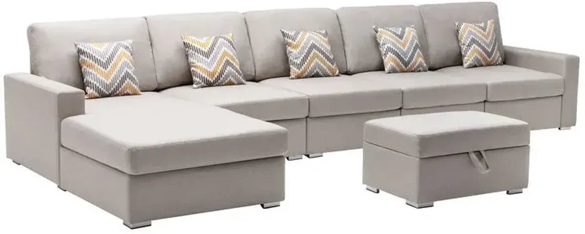 Nolan - Fabric 6 Piece Sectional Sofa With Pillows And Interchangeable Legs