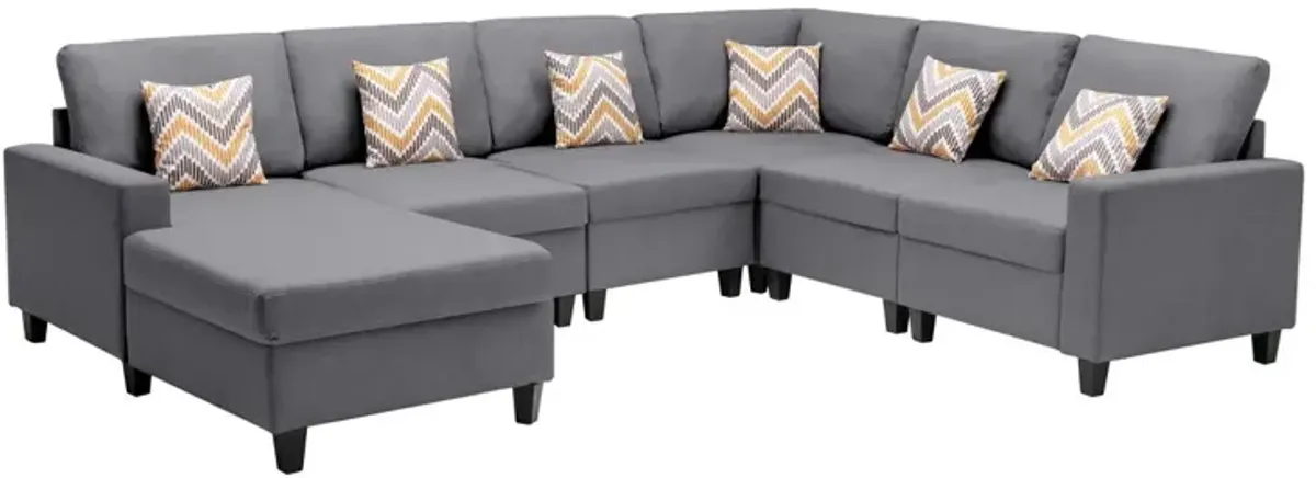 Nolan - Fabric 6 Piece Sectional Sofa With Pillows And Interchangeable Legs