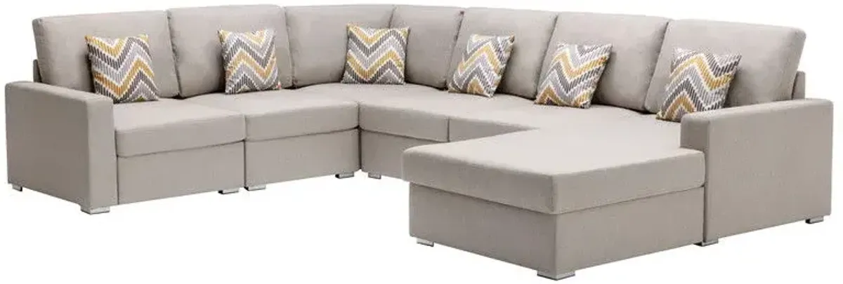 Nolan - Fabric 6 Piece Sectional Sofa With Pillows And Interchangeable Legs