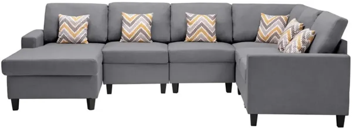 Nolan - Fabric 6 Piece Sectional Sofa With Pillows And Interchangeable Legs