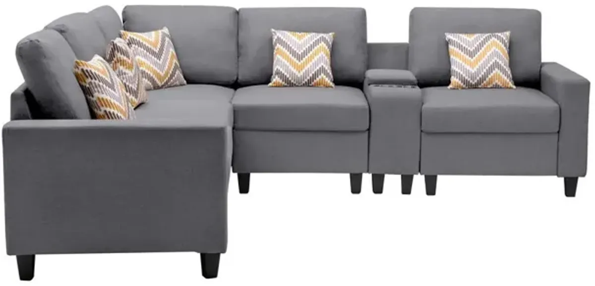 Nolan - Fabric 6 Piece Sectional Sofa With Pillows And Interchangeable Legs