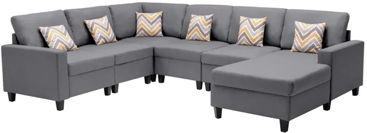 Nolan - Fabric 6 Piece Sectional Sofa With Pillows And Interchangeable Legs