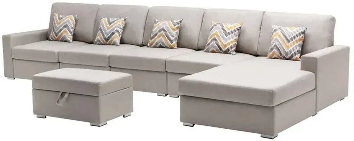 Nolan - Fabric 6 Piece Sectional Sofa With Pillows And Interchangeable Legs