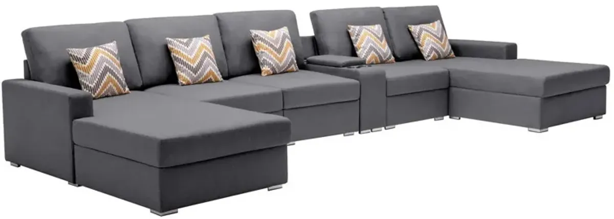 Nolan - Fabric 6 Piece Sectional Sofa With Pillows And Interchangeable Legs