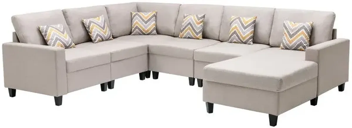 Nolan - Fabric 6 Piece Sectional Sofa With Pillows And Interchangeable Legs