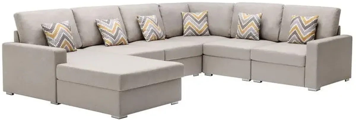 Nolan - Fabric 6 Piece Sectional Sofa With Pillows And Interchangeable Legs