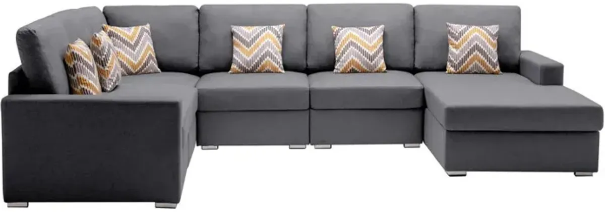 Nolan - Fabric 6 Piece Sectional Sofa With Pillows And Interchangeable Legs