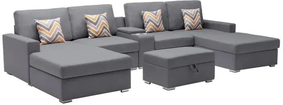 Nolan - Fabric 6 Piece Sectional Sofa With Pillows And Interchangeable Legs