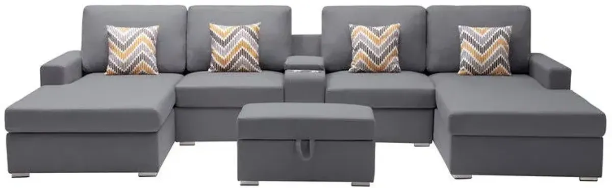 Nolan - Fabric 6 Piece Sectional Sofa With Pillows And Interchangeable Legs