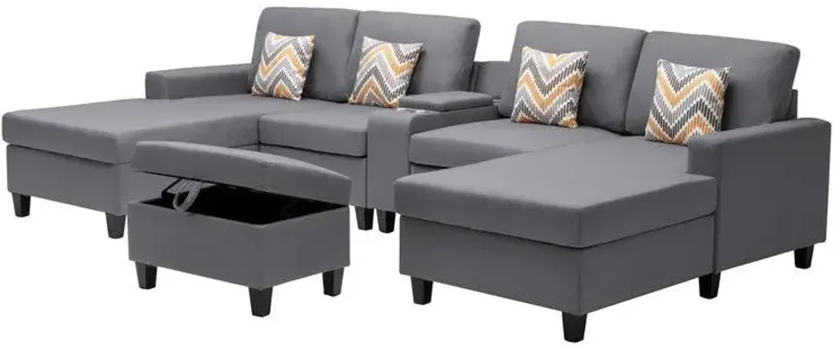 Nolan - Fabric 6 Piece Sectional Sofa With Pillows And Interchangeable Legs