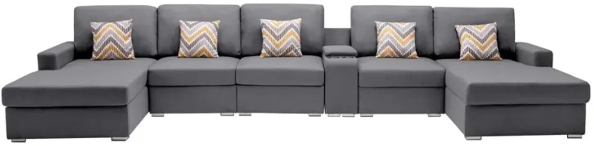 Nolan - Fabric 6 Piece Sectional Sofa With Pillows And Interchangeable Legs