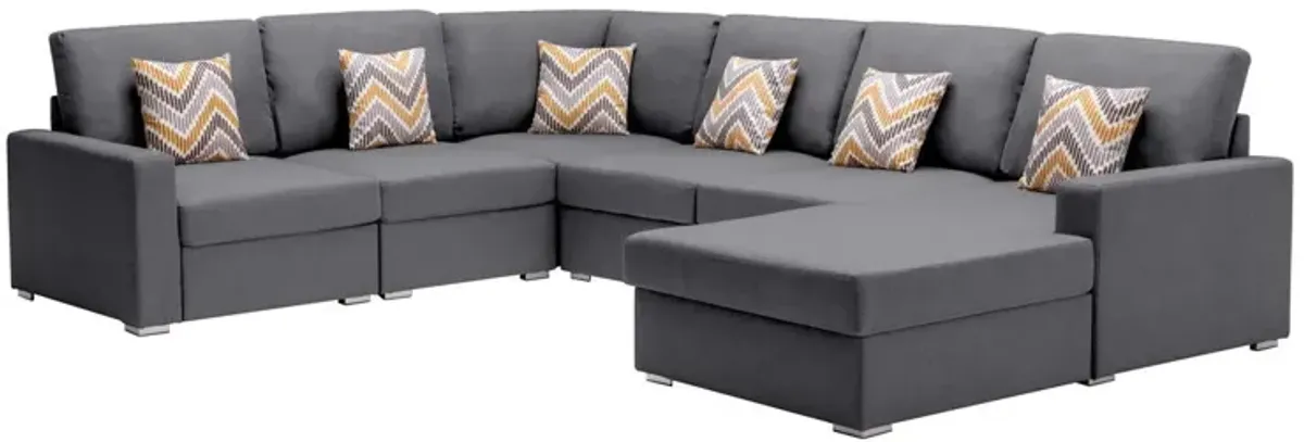 Nolan - Fabric 6 Piece Sectional Sofa With Pillows And Interchangeable Legs