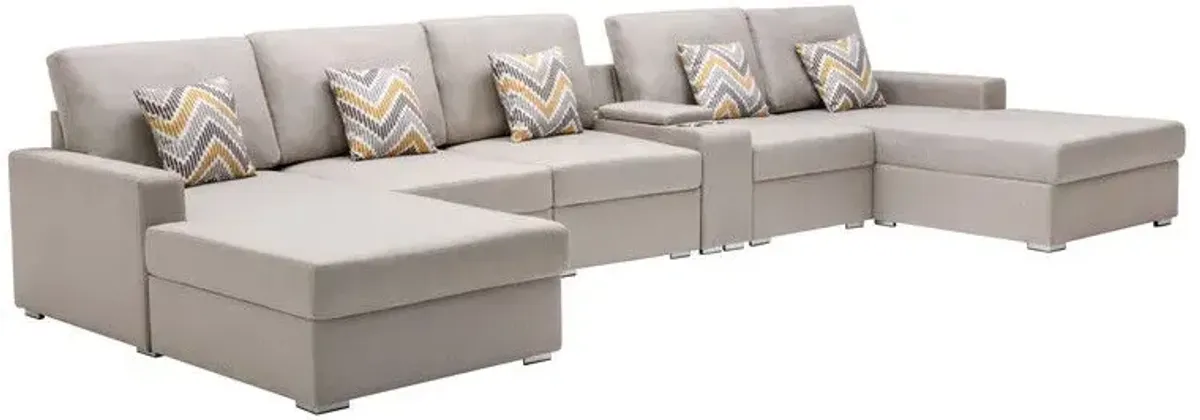 Nolan - Fabric 6 Piece Sectional Sofa With Pillows And Interchangeable Legs